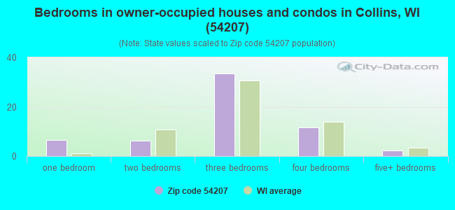 Bedrooms in owner-occupied houses and condos in Collins, WI (54207) 