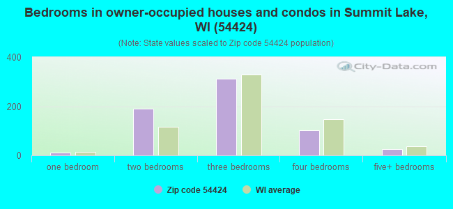 Bedrooms in owner-occupied houses and condos in Summit Lake, WI (54424) 