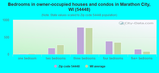 Bedrooms in owner-occupied houses and condos in Marathon City, WI (54448) 