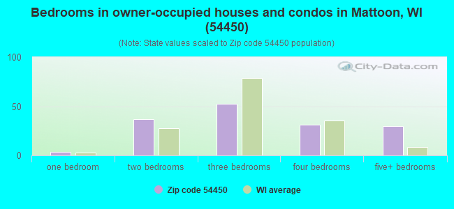 Bedrooms in owner-occupied houses and condos in Mattoon, WI (54450) 