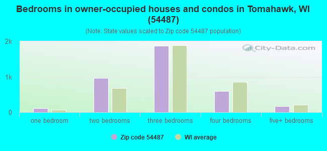 Bedrooms in owner-occupied houses and condos in Tomahawk, WI (54487) 