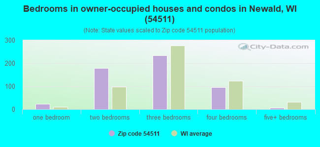 Bedrooms in owner-occupied houses and condos in Newald, WI (54511) 