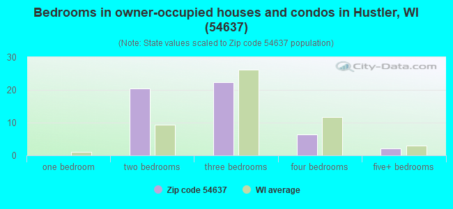 Bedrooms in owner-occupied houses and condos in Hustler, WI (54637) 