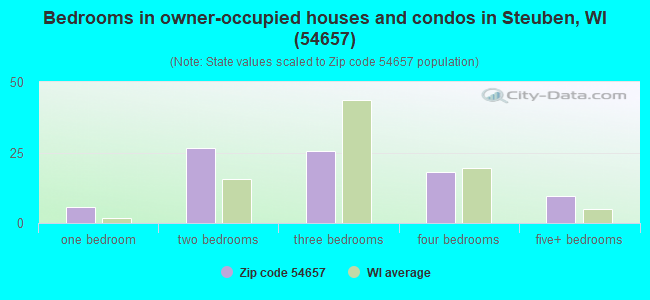 Bedrooms in owner-occupied houses and condos in Steuben, WI (54657) 