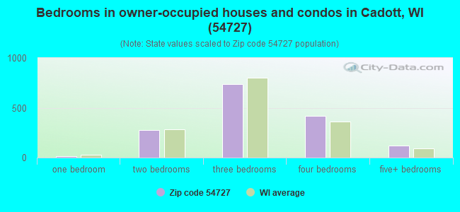 Bedrooms in owner-occupied houses and condos in Cadott, WI (54727) 