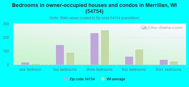 Bedrooms in owner-occupied houses and condos in Merrillan, WI (54754) 