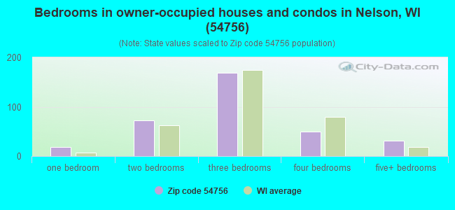 Bedrooms in owner-occupied houses and condos in Nelson, WI (54756) 