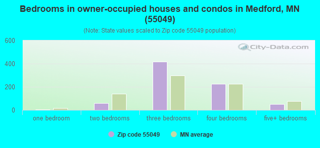 Bedrooms in owner-occupied houses and condos in Medford, MN (55049) 