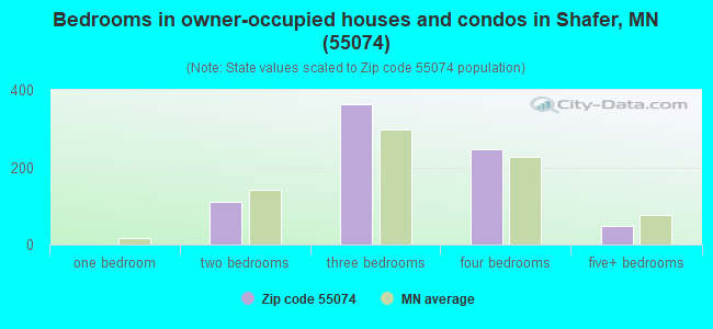 Bedrooms in owner-occupied houses and condos in Shafer, MN (55074) 
