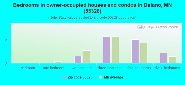 Bedrooms in owner-occupied houses and condos in Delano, MN (55328) 