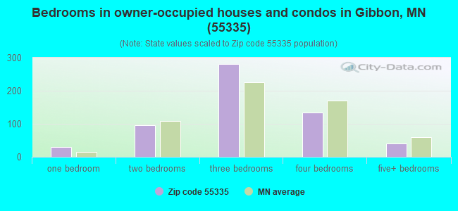 Bedrooms in owner-occupied houses and condos in Gibbon, MN (55335) 