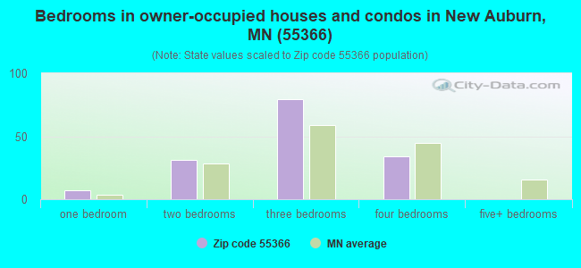 Bedrooms in owner-occupied houses and condos in New Auburn, MN (55366) 