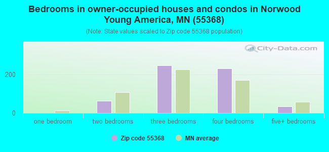 Bedrooms in owner-occupied houses and condos in Norwood Young America, MN (55368) 