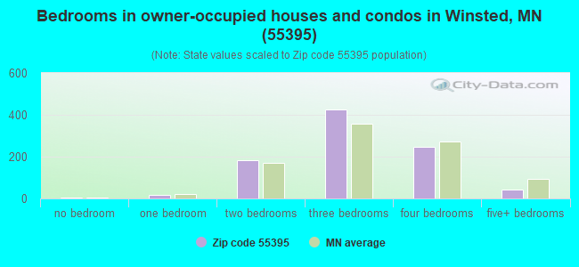 Bedrooms in owner-occupied houses and condos in Winsted, MN (55395) 