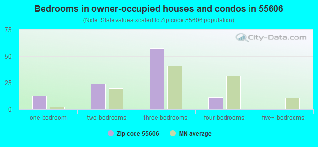 Bedrooms in owner-occupied houses and condos in 55606 