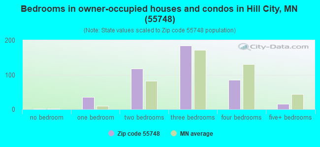 Bedrooms in owner-occupied houses and condos in Hill City, MN (55748) 