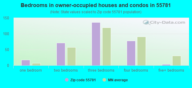 Bedrooms in owner-occupied houses and condos in 55781 