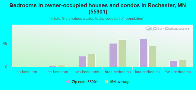Bedrooms in owner-occupied houses and condos in Rochester, MN (55901) 