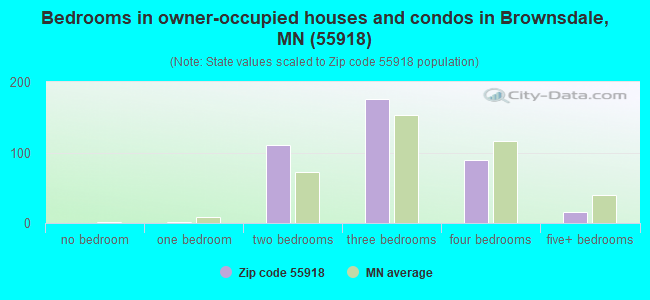 Bedrooms in owner-occupied houses and condos in Brownsdale, MN (55918) 