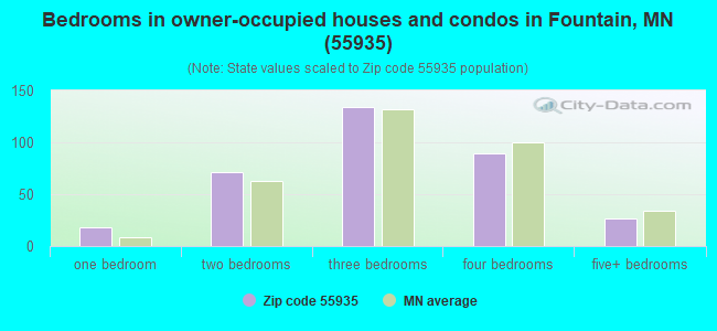 Bedrooms in owner-occupied houses and condos in Fountain, MN (55935) 