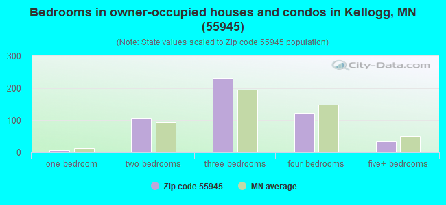 Bedrooms in owner-occupied houses and condos in Kellogg, MN (55945) 