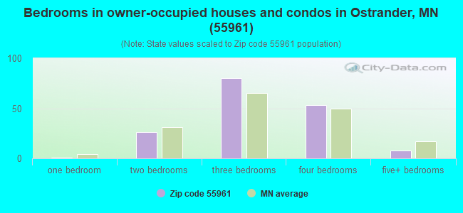 Bedrooms in owner-occupied houses and condos in Ostrander, MN (55961) 