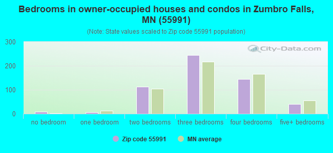 Bedrooms in owner-occupied houses and condos in Zumbro Falls, MN (55991) 