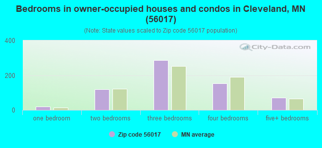 Bedrooms in owner-occupied houses and condos in Cleveland, MN (56017) 