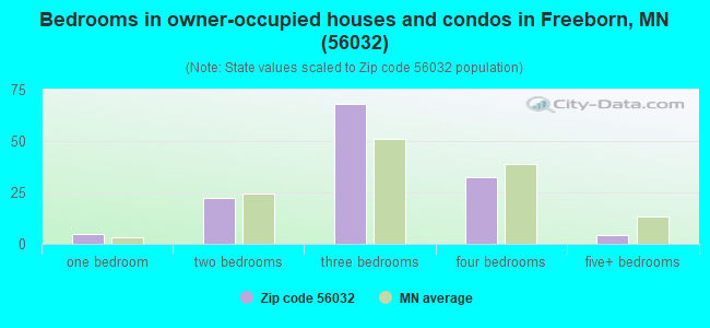 Bedrooms in owner-occupied houses and condos in Freeborn, MN (56032) 