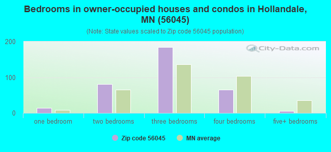 Bedrooms in owner-occupied houses and condos in Hollandale, MN (56045) 