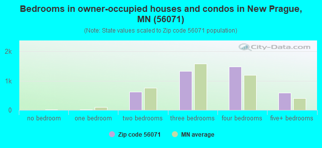 Bedrooms in owner-occupied houses and condos in New Prague, MN (56071) 