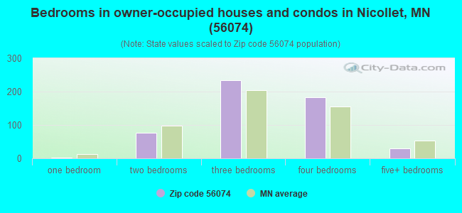 Bedrooms in owner-occupied houses and condos in Nicollet, MN (56074) 