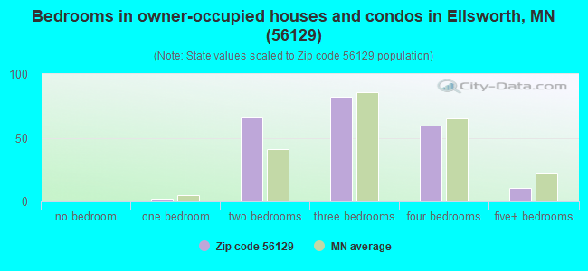 Bedrooms in owner-occupied houses and condos in Ellsworth, MN (56129) 