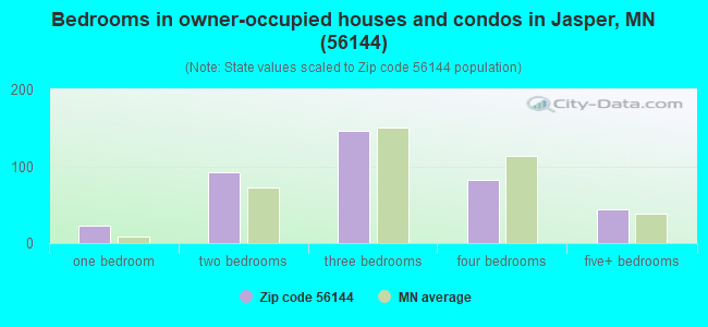 Bedrooms in owner-occupied houses and condos in Jasper, MN (56144) 