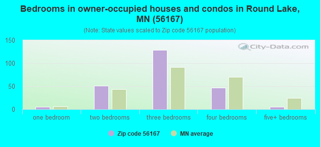 Bedrooms in owner-occupied houses and condos in Round Lake, MN (56167) 