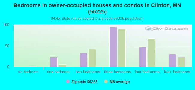 Bedrooms in owner-occupied houses and condos in Clinton, MN (56225) 