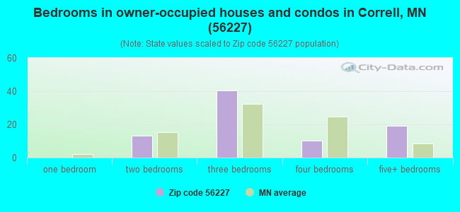 Bedrooms in owner-occupied houses and condos in Correll, MN (56227) 