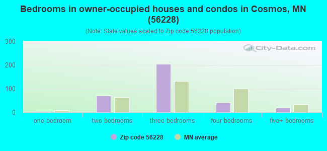 Bedrooms in owner-occupied houses and condos in Cosmos, MN (56228) 