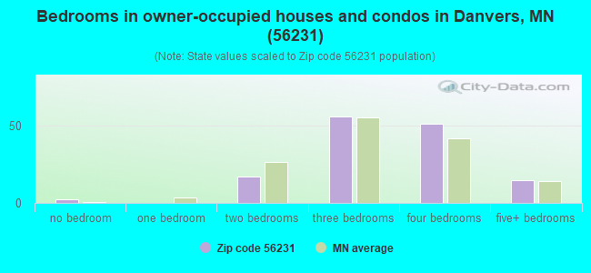 Bedrooms in owner-occupied houses and condos in Danvers, MN (56231) 