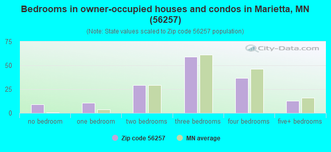 Bedrooms in owner-occupied houses and condos in Marietta, MN (56257) 