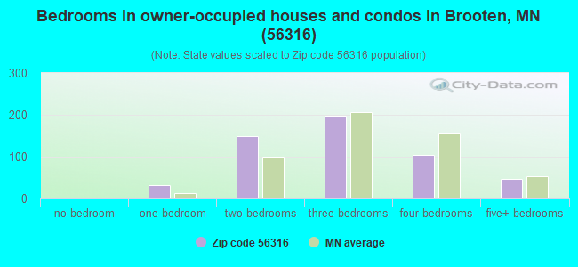 Bedrooms in owner-occupied houses and condos in Brooten, MN (56316) 