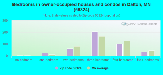 Bedrooms in owner-occupied houses and condos in Dalton, MN (56324) 