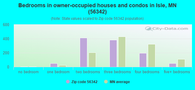 Bedrooms in owner-occupied houses and condos in Isle, MN (56342) 