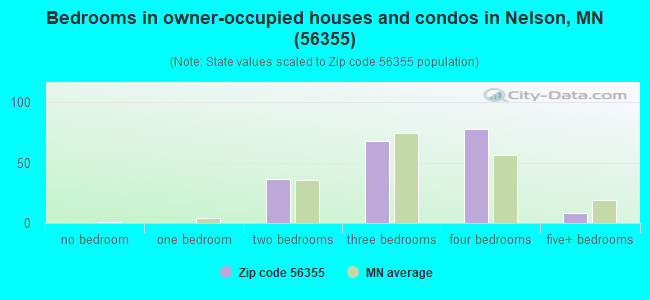 Bedrooms in owner-occupied houses and condos in Nelson, MN (56355) 