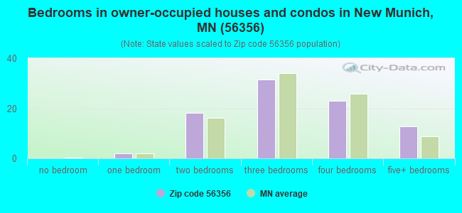 Bedrooms in owner-occupied houses and condos in New Munich, MN (56356) 