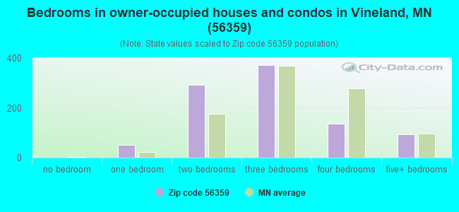 Bedrooms in owner-occupied houses and condos in Vineland, MN (56359) 