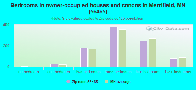 Bedrooms in owner-occupied houses and condos in Merrifield, MN (56465) 