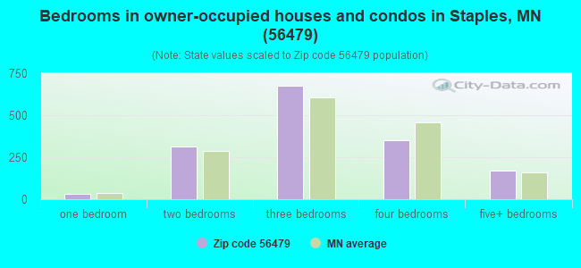 Bedrooms in owner-occupied houses and condos in Staples, MN (56479) 