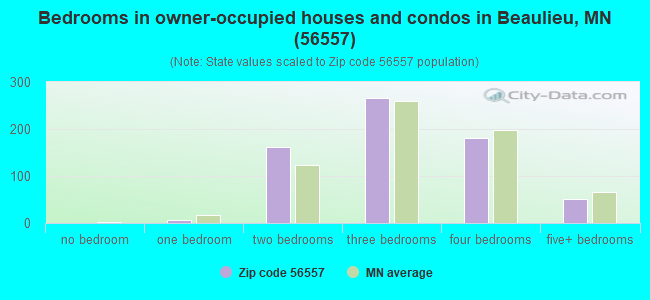 Bedrooms in owner-occupied houses and condos in Beaulieu, MN (56557) 
