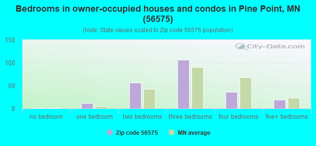 Bedrooms in owner-occupied houses and condos in Pine Point, MN (56575) 